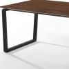 59" Dark Brown And Black Solid Wood Sled Base Dining Table