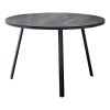 47" Gray And Black Rounded Metal Three Leg Base Dining Table