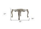 55" Antiqued White Solid Wood And Solid Manufactured Wood Dining Table