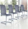 Set Of 4 Two Tone Grey And Chrome Dining Chairs