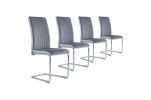 Set Of 4 Two Tone Grey And Chrome Dining Chairs