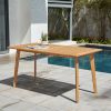 59" Natural Solid Wood Outdoor Dining Table with Umbrella Hole