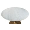 47" White And Gold Rounded Steel Pedestal Base Dining Table