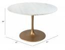 47" White And Gold Rounded Steel Pedestal Base Dining Table