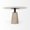 48" White And Natural Rounded Marble Pedestal Base Dining Table