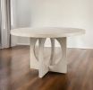 54" Natural Rounded Pedestal Base Dining Table