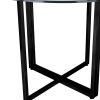 24" Clear And Black Rounded Glass And Metal Trestle Base Dining Table